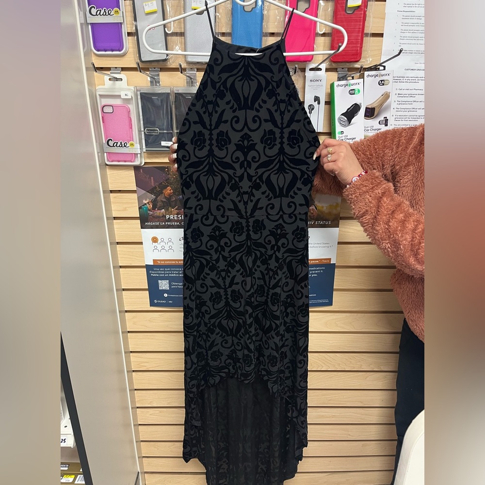 Black Aqua high low dress